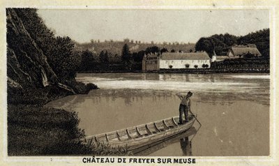 Chateau de Freyr sur Meuse (Freyr-Sur-Meuse), Belgium. A 19. század végének kromolitográfiája. alkotó: Unknown artist