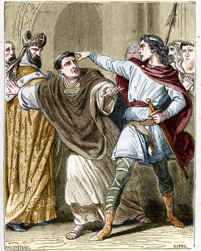 II. Childeric, a frankok királya 670-től 673-ig a luxeuili apátságba zártatta az egykori Saint Leger-t (616-675). alkotó: Unknown artist