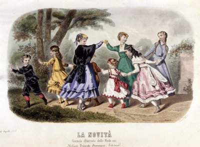 Gyerekjátékok: burzsoá kislányok köröznek. Lemez a „” A napló illusztrálja a módokat”. alkotó: Unknown artist