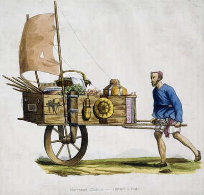 Kínai kereskedő és vitorlás kocsija alkotó: Unknown artist
