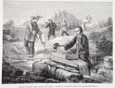 Kínai aranyhomok mosása Kaliforniában alkotó: Unknown artist