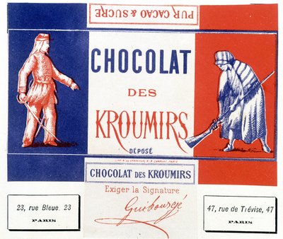 Kroumirok csokoládéja. Reklámcímke alkotó: Unknown artist