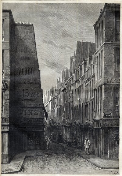 Kolerajárvány Párizsban - Epidemia de Cholera Párizsban - rue sainte Marguerite - metszet a „Le Journal illustrious” 1884-ben alkotó: Unknown artist