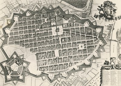 Torino várostérképe a fellegvárával alkotó: Unknown artist