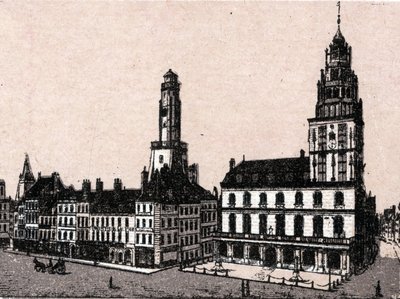 Calais városa: régi világítótorony és városháza a „” A világ 168 nézetet illusztrál”” Keltezés nélküli (XIX. század vége) alkotó: Unknown artist