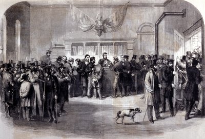 Polgárháború (1861-1865), amerikai polgárháború. Sorozatellenes bordák a mentesítő hivatalok előtt. New York. alkotó: Unknown artist