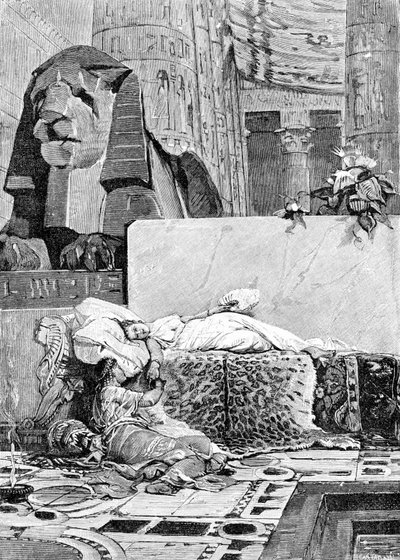 Kleopátra (i. e. 69 - ie 30) és Anthony vagy Mark Antoine (i. e. 83 - ie 30) a Római Birodalomtól elszenvedett vereség után. századi metszet. alkotó: Unknown artist