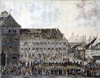 A strasbourgi városi ház (városháza) megmászása és kifosztása, 1789. július 21. alkotó: Unknown artist