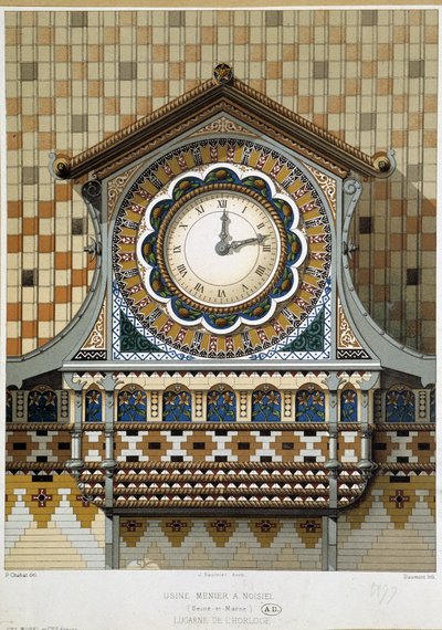 A Noisiel-i (Seine-et-Marne) Menier-gyár óraablakja. alkotó: Unknown artist