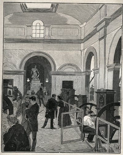 Pénzverő műhely a Monnaie de Paris-ban. Metszet 1885-ből Adolphe BITARD „” Les arts et professions illustrés” című könyvébe. alkotó: Unknown artist