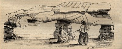 II. Ramszesz kolosszusát 1820-ban találta meg a mintegy harminc méterre lévő Ptah-templom déli kapuja közelében Giovanni Battista Caviglia olasz utazó - 1838-as metszet - II. Ramszesz szobra, amelyet 1820-ban fedezett fel Giovanni Battista alkotó: Unknown artist