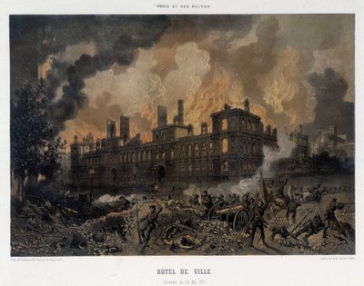 Commune de Paris: A párizsi városháza tűzvész május 24-én alkotó: Unknown artist