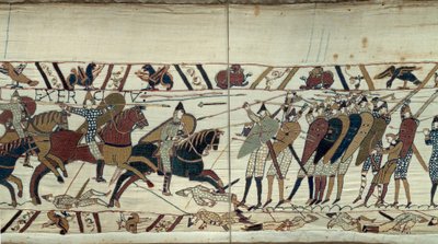 Hódító Vilmos (1027-1087) 1066-os Hódító Anglia meghódítása, harci jelenet a normann lovasság között, akik megrakodják II. Harold angol király szász gyalogságát alkotó: Unknown artist