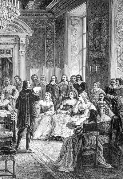 Corneille a Hotel de Rambouillet-ban olvassa Polyeucte-i tragédiáját – M. Guizot „Histoire de France a legtávolabbi időktől 1789-ig” című művében alkotó: Unknown artist