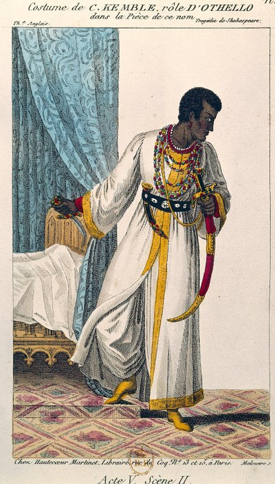 Charles Kemble (1775-1854) komikus jelmeze William Shakespeare (1564-1616) azonos című darabjában, Othello szerepében, 19. századi Párizs. B N alkotó: Unknown artist