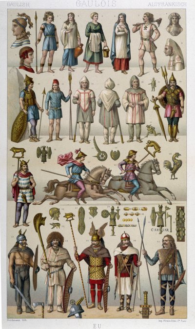 A gallok és harcosaik jelmezei, páncéljai és fegyverei alkotó: Unknown artist
