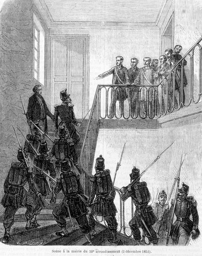 Puccs: képviselők letartóztatása Párizs 10. kerületének városházán 1851. december 2-án. alkotó: Unknown artist