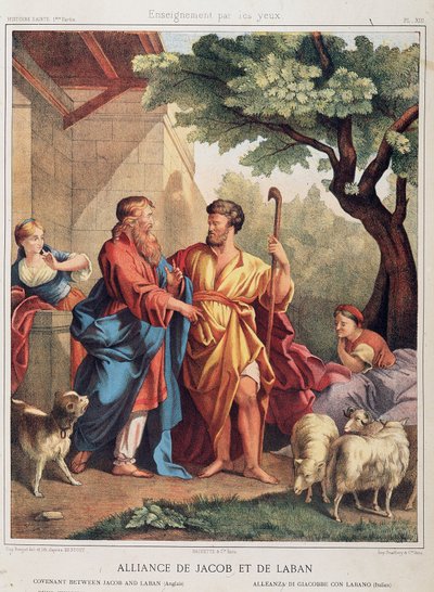 Jákób és Lábán szövetsége a „Szent történelemben”, szerk. Hachette alkotó: Unknown artist