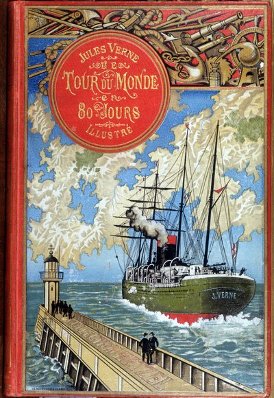 Borító „80 nap alatt a világ körül”, Jules Verne, szerk. Hetzel alkotó: Unknown artist
