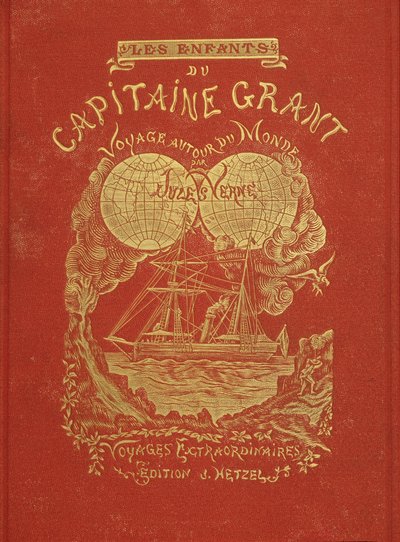 Jules Verne „Grant kapitány gyermekei” című könyvének borítója, szerk. Hetzel alkotó: Unknown artist