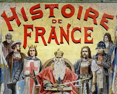 A „Histoire de France”” című könyv borítója történelmi szereplőkkel. alkotó: Unknown artist