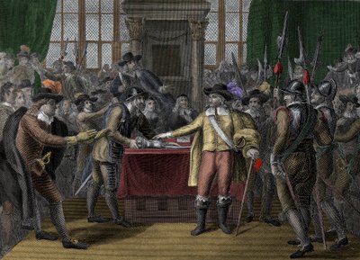 Cromwell feloszlatja a hosszú parlamentet – The Rump Parliament – Oliver Cromwell (1599-1658) Feloszlatja a brit parlamentet alkotó: Unknown artist