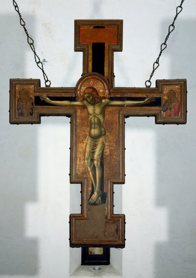 Keresztre feszítés Névtelen fafestmény egy kereszt hátoldalán. 15. századi Varazze, Cappella del Castello Invrea Olaszország alkotó: Unknown artist