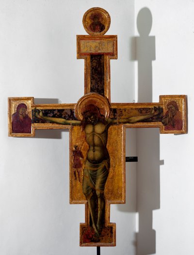 Keresztre feszítés „INRI”” a kereszten. Névtelen fafestés. 15. századi Savona, Pinacoteca Civica alkotó: Unknown artist