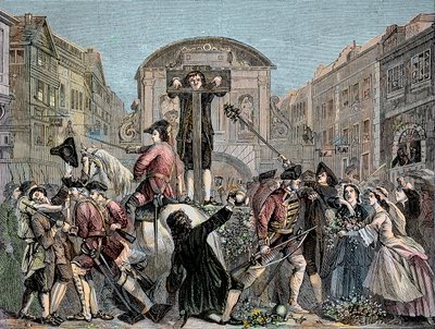 Daniel Defoe (De Foe) (1659-1731) 1703-ban Londonban pillantott, amiért kiadta „A legrövidebb út a másként gondolkodókkal” című ironikus traktátusát” – Daniel Defoe (1659-1731) írót és kalandort 1703-ban pellengérre ítélték. forgatókönyveiért az int alkotó: Unknown artist