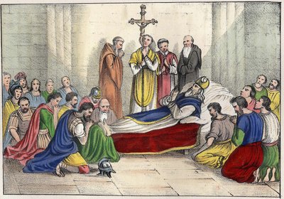 Szent Ágoston halála (354 - 430). Léon Galibert metszet: „Régi és modern Algéria”. Olasz kiadás 1846 színes. alkotó: Unknown artist