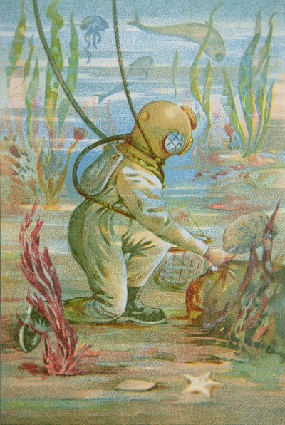 Deep Sea Diver, 1890 körül (színes litó) alkotó: Unknown artist