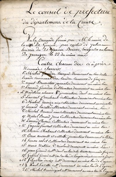 Guéret (Creuse) Prefektúra Tanácsának 1823. április 23-i tanácskozása alkotó: Unknown artist