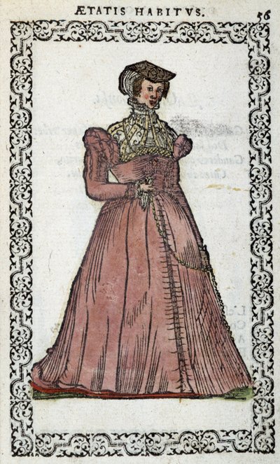 Francia hölgy – Jean Sulperius „Habits et effigies” című könyvében alkotó: Unknown artist