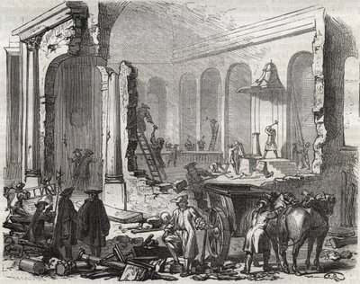 Charenton templomának lerombolása 1685 novemberében, miután a nantes-i szerkesztőt visszavonták, október 18-án alkotó: Unknown artist