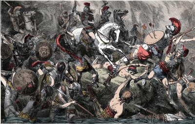 Az athéni hadsereg megsemmisítése Szicíliában - Peloponnészoszi háború (Kr. e. 431-404), szicíliai expedíció (Kr. e. 415-413): az athéni hadsereg megsemmisítése - 1882 alkotó: Unknown artist