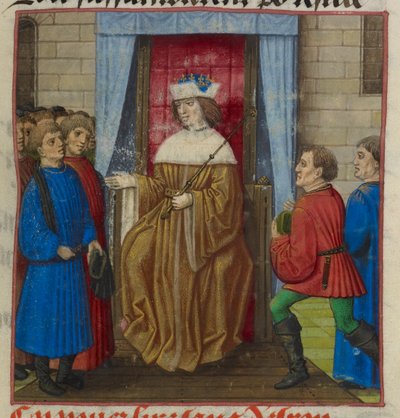 Részlet egy miniatűr királyról és udvaráról, a „Le Roman de la Rose”-ból alkotó: Unknown artist