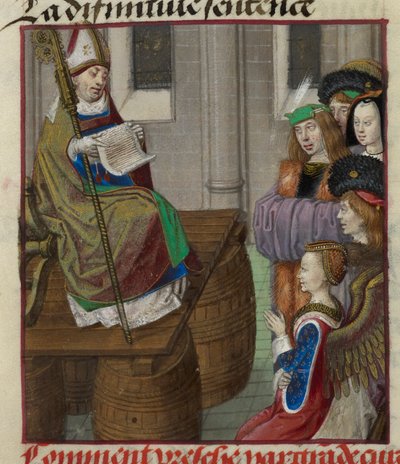 Részlet egy miniatűr papról, aki Vénusz seregeinek prédikál, a „Le Roman de la Rose”-ból alkotó: Unknown artist