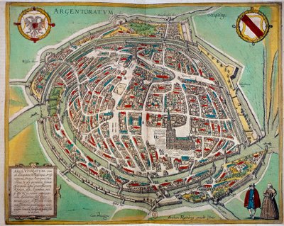 Strasbourg városának részletes térképe, amelyet Abraham Hogenberg (kb. 1608-1653) készített. Metszet a 17. századi Paris B.N. alkotó: Unknown artist