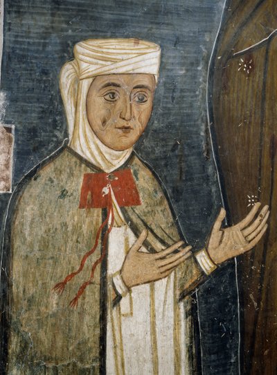 Istentiszteletű Saramalyna Anastasia 14. századi ruhákban, freskó az Asinou Boldogasszony bizánci templomában (XII. század) (Unesco Világörökségi Lista, 2001), Troodos-hegység, Ciprus alkotó: Unknown artist