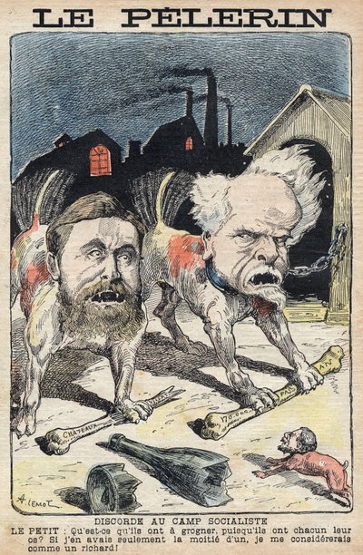 A szocialisták Jean Jaures (1859-1914) (balra) és Henri Rochefort (1831-1913) (jobbra) vitái. Illusztráció az 1898. június 19-i „” Le Pelerin”-ben. alkotó: Unknown artist