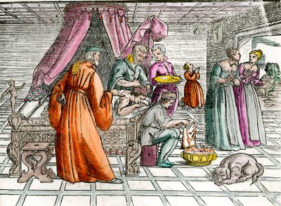 Orvos: „” Trepanáció””” A sebész megműti a páciense koponyáját. századi magángyűjtemény metszete alkotó: Unknown artist
