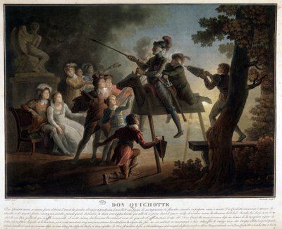 Don Quijote és Sancho egy falovon. alkotó: Unknown artist