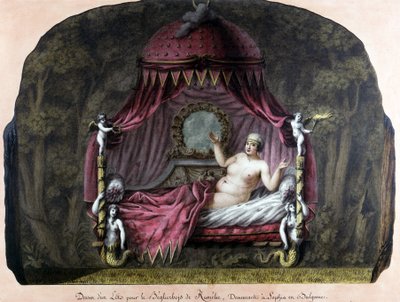Rajz egy ágyat a bulgáriai Sophiában lakó Roumelie bég számára. Egy meztelen nő meghívja magához. J. J. Lepreu. alkotó: Unknown artist