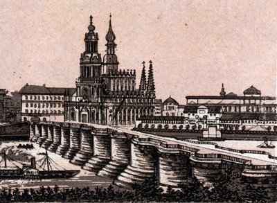 Drezda, Németország: kilátás az Augustus-hídra Drezdában. in "" A világ 168 nézetet szemléltet"" Keltezés nélküli (XIX. század vége) alkotó: Unknown artist