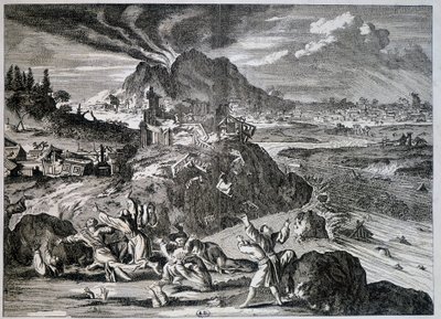 Földrengés Tokióban 1650-ben - metszet alkotó: Unknown artist