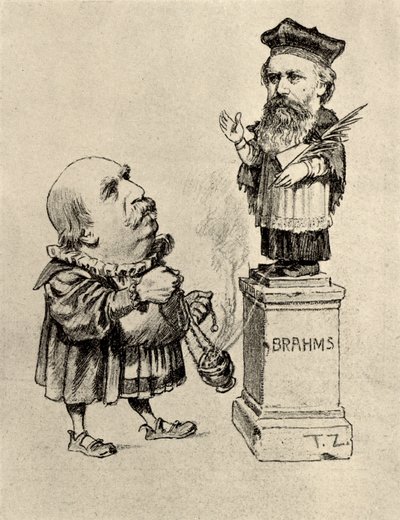 Eduard Hanslick (1825-1904) osztrák zenekritikus, Brahmsot imádó talapzaton alkotó: Unknown artist