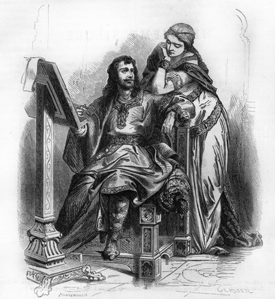 Eginhard (Einhard, Einhart, Einard, 775-840) a Karoling-korszak történésze Emmával (Immával) feleségével. alkotó: Unknown artist