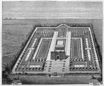 Egyiptomi kert a fáraók idejében. Metszet a „természetbe”: 1879. augusztus 16-i tudományok és alkalmazásuk művészetben és iparban való áttekintése. alkotó: Unknown artist