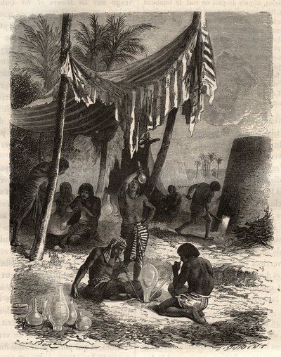Egyiptomi üvegáru – Une glasserie chez les Egyptians – Louis Figuier gravírozása „Les Merveilles de l