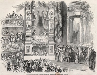 Elisabeth Rachel Felix, Mademoiselle Rachel (1821-1858), francia Tragedienne, III. Napóleon előtt a Theatre Francais-ban 1852-ben – A Második Birodalom kikiáltásának előestéjén Rachel a Theater Francaisban 1852. október 22-én kijelentette: alkotó: Unknown artist